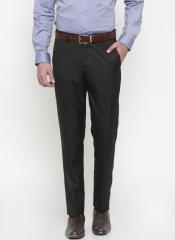 Peter England Black Slim Fit Solid Formal Trousers men