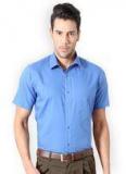 Peter England Blue Slim Fit Solid Formal Shirt men