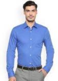 Peter England Elite Blue Slim Fit Solid Formal Shirt men