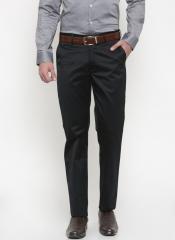 Peter England Navy Blue Slim Fit Solid Formal Trousers men