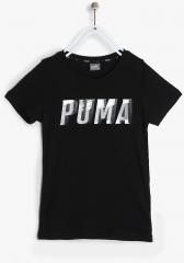 Puma Black Regular Fit Printed Casual T shirt girls