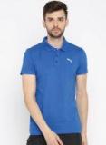 Puma Blue Slim Fit Solid Ess Jersey Polo Collar T Shirt men