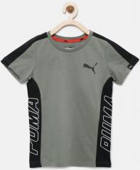 Puma Boys Grey Colourblocked Round Neck T shirt
