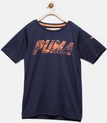 Puma Navy Blue Printed Round Neck T Shirt boys