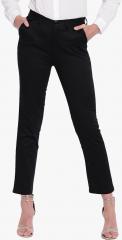 Purple Feather Black Solid Skinny Fit Coloured Pants women