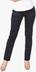 Purple Feather Navy Blue Solid Chinos women