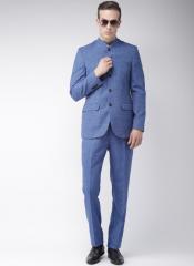 Raymond Blue Solid Contemporary Fit Bandhgala Suit men