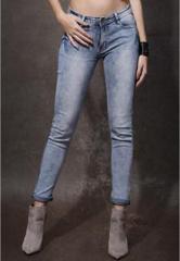 Roadster Blue Washed Mid Rise Slim Fit Jeans women