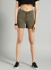 Roadster Brown Solid Chino Shorts women