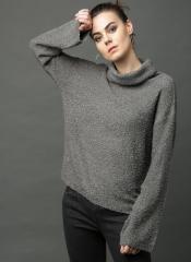 Roadster Charcoal Solid Pullover Sweater women