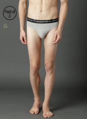 Roadster Pack of 2 Grey and Olive Printed Brief men