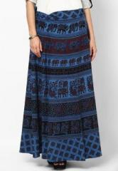 Ruhaans Blue Printed Skirt women