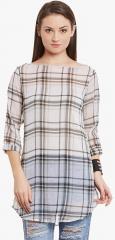 Ruhaans Off White Checked Tunic women