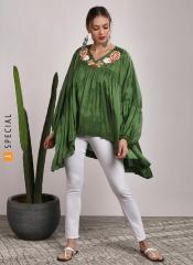Sangria Green Embroidered Tunic women