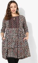 Sangria Printed Round Neck Flared Tunic With 3/4th Sleeves women