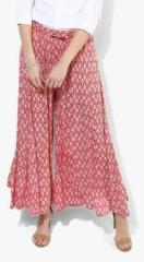 Sangria Red Printed Panelled Palazzo women