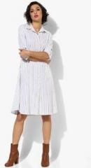 Sangria Shirt Collar Full Placket 3/4Th Sleeves Stripe Tunic women