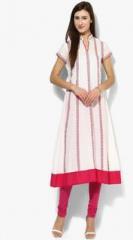 Sangria Short Sleeves White Anarkali women