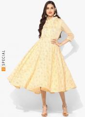 Sangria Textured Printed Shirt Collar Anarkali With 3/4Th Sleeves women