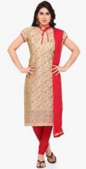 Saree Mall Beige Embroidered Dress Material women