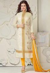Saree Mall Off White Embroidered Dress Material women