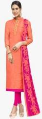 Saree Mall Peach Embellished Dress Material women