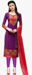 Saree Mall Purple Embroidered Dress Material women