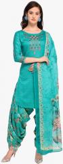 Saree Mall Sea Green Embroidered Dress Material women