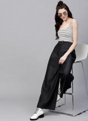 Sassafras Charcoal Grey Regular Fit Solid Parallel Trousers women