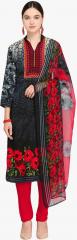 Satrani Black Printed Dress Material women