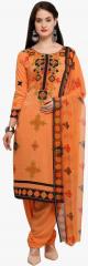Satrani Orange Printed Dress Material women