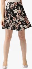 Sera Black Printed Flared Mini Skirt women