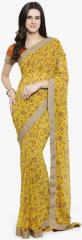Shaily Yellow Pure Georgette Printed Chanderi Saree women