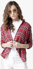 Style Quotient Red Checked Shrug women