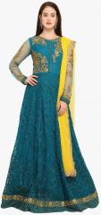 Stylee Lifestyle Teal Embroidered Dress Material women