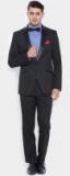 SUITLTD Men Black Single Breasted Jacquard Slim Fit Party Suit