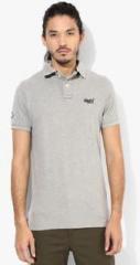 Superdry Grey Solid Polo T Shirt men