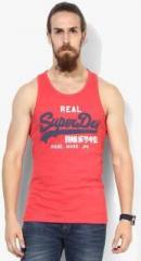 Superdry Red Printed Round Neck T Shirt men