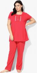 Sweet Dreams Red Solid Night Suit women