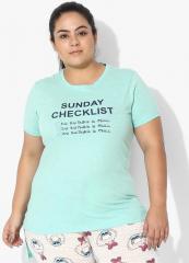 Sweet Dreams Sea Green Printed T Shirt women