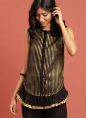 Taavi Black & Gold Toned Striped Tunic women