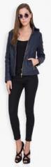 The Indian Garage Co Navy Blue Solid Winter Jacket women