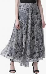 The Vanca Grey Printed Flared Maxi Skirt women
