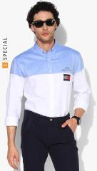 Tommy Hilfiger Blue Colourblocked Regular Fit Casual Shirt men