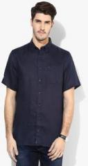 Tommy Hilfiger Navy Blue Solid Regular Fit Casual Shirt men
