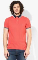 Tommy Hilfiger Red Solid Polo T Shirt men