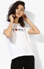 Tommy Hilfiger White Printed T Shirt women