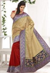 Touch Trends Beige Embroidered Saree women