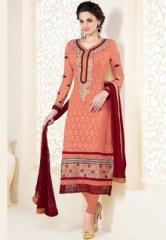 Touch Trends Embroidered Peach Dress Material women