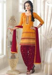 Touch Trends Golden Embroidered Dress Material women